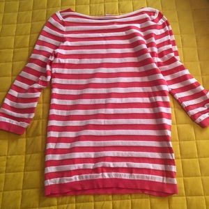 LOFT pink and peach stripe 3/4 length sweater